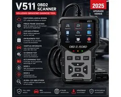 Scanner OBD2 – Outil de diagnostic automobile – Lecture et effacement des codes d'erreur – Réinitialisation du voyant Check Engine – Données en direct – Test de smog (I/M Readiness) – Test de tension de la batterie – OBDII/EOBD