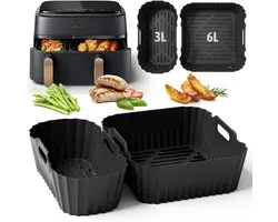 SnelShoppen - Accessoires Siliconen Heteluchtfriteuse voor Dual Basket Airfryer 9L 3000-5000 Serie - Hoogwaardige Siliconen Bakmatten voor Gezonde Kok