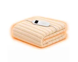 Silvergear Couverture Électrique - Couverture Chauffante - Couverture Électrique - Avec Minuterie - 160 x 120 - Crème