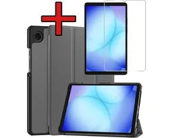 Samsung Galaxy Tab A9 Cover Book Case Case Luxe Trifold Cover avec protecteur d'écran - Samsung Galaxy Tab A9 Cover Bookcase - Grijs