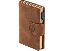 VEXON Helix- Wallet pro - Premium Wallet Slim - Pasjeshouder Zwart - 7 Pasjes + Briefgeld - Muntgeld - RFID Creditcardhouder - Pasjeshouder Mannen & Vrouwen - Pasjeshouder Uitschuifbaar - Kaarthouder - Kaarthouder Pasjes - Bruin
