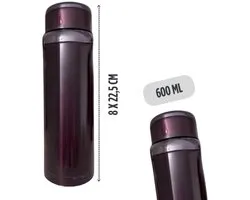 Thermofles RVS 600 ml – Dubbelwandig Geïsoleerd - warm & koud - lekvrij - Herbruikbare drinkfles met filter en draaglus