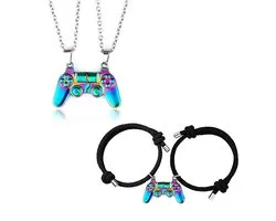 Bixorp Friends Rainbow Controller Collier d'amitié + Bracelet pour 2 - Ensemble de Bijoux BFF - Cadeau couple