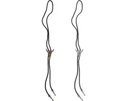 Faux leren cow skull halsketting met Texas Ranger ster voor mannen - 2 stuks rodeo bolo tie set
