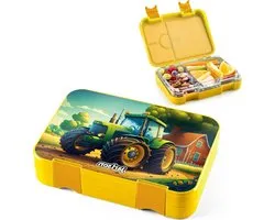Toni Lunch Box with Compartments for Children - Leak-Proof Bento Box for Kindergarten and School - Boys and Girls Snack Box (Tractor)