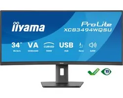 iiyama ProLite XCB3494WQSU-B1 - 34 pouces - WQHD - VA - Hub USB (6x) - Ajustable - Courbé