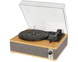 Fomix FM-109 Bluetooth Platenspeler – Bamboo Design Record Player met Ingebouwde Stereo Speakers, 33/45/78 RPM & Bluetooth Vinyl Speler Grijs