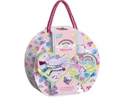 Totum unicorn knutselkoffertje 2 in 1 letter armbandjes maken en diamond paint magneten - 250 delige knutselset speelgoed meisjes vanaf 5 jaar, knutselen cadeau tip