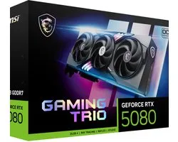 MSI - NVIDIA GeForce RTX 5080 16 GB GAMING TRIO OC BLACK - Carte graphique - 16 Go - GDDR7 - PCIe 5.0 - 1x HDMI 2.1b - 3x DisplayPort 2.1a