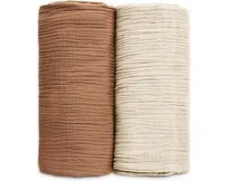 2-Pack - Hydrofiele doek XL - 100x90 cm - Inbakerdoek - Zand Bruin