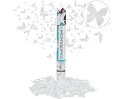 relaxdays confetti cannon large - fête de mariage popper - 40 cm - papillon - blanc