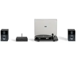 Pro-Ject Stereo Set E Phono - Système HiFi complet - Platine vinyle - Amplificateur stéréo - Deux haut-parleurs - Câbles d'enceinte inclus - Zwart/ Zwart/ Zwart