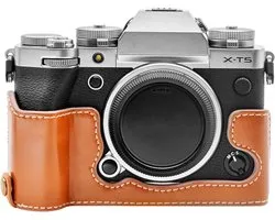 Rieibi Fuji XT5 Case - Quality PU Leather Half Case for Fujifilm X-T5 Digital Camera - ShopVlot