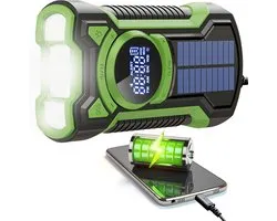 Radio d'urgence ViveLux® - Power Bank 5000 mAh - Remontage Solar - Alarme SOS - Câble USB-C - Lampe de poche - Bluetooth - Vert