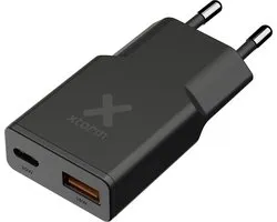Xtorm Go2 Evolution Slimline USB-C / USB-A Adapter - Dubbele Poort Oplader - Charger - 33W Krachtige Snellader Geschikt voor iPhone, Samsung en meer - Compacte USB C Oplader - Zwart