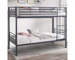 Rousseau - Stapelbed metaal Sammy 90x200cm opsplitsbaar- donkergrijs