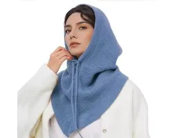 Muts voor herfst/winter – 65 x 55 cm – Gebreide muts / sjaal met capuchon – Damesmuts – Warme muts – Muts met trekkoord – Winddichte muts met nekbescherming – Capuchon in sjaalstijl – Warm hoofddeksel – Buitenkleding voor herfst/winter