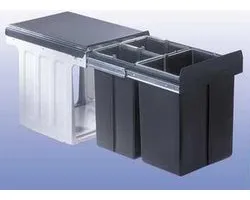 Wesco Bio Trio Maxi Inbouw Prullenbak - 20 l + 2 x 10 l - Grijs