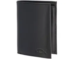 oxmox Cuir porte-monnaie Leather RFID Protect Kombibörse Freedom Fish Embossed Black noir