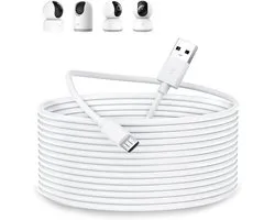Micro-USB-kabel, 10 m, lange oplaadkabel geschikt voor Mi 360° Home Security Camera 2K Pro/360° Home Bewakingscamera 2K/Smart Camera C300 C200, type A naar Micro USB-oplaadkabel voor beveiligingscamera, wit