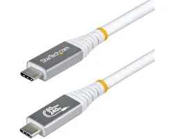 StarTech.com 1,5m USB4 Kabel, 80Gbps, USB-IF Gecertificeerde USB-C Kabel, 240W PD, 8K 120Hz/4K 240Hz, DP2.1, DP80, Thunderbolt 4 Compatibel, USB Type-C Kabel, Wit
