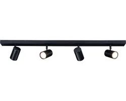 Ledvion LED Plafondspot Zwart 4-lichts Rechthoek GU10 zonder lichtbron