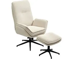 HOMCOM Relaxfauteuil met Ottoman Polyester 83L x 72B x 107H cm Beige
