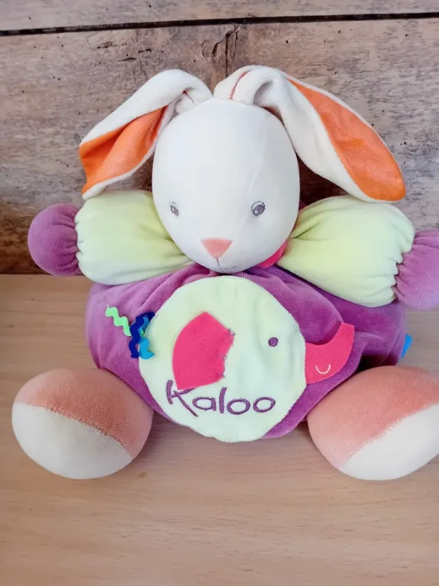 🐞Kaloo Doudou Peluche Boule Lapin Elephant Grelot Bruissant Gm 40CM Etat Neuf