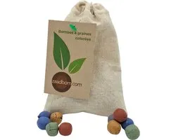 30 bombes à graines colorées dans un sachet en jute – Zaadbom.com Bombes à graines – Bombes florales – Cadeau bombes à graines – Bombes fleuries – Bombes à semer – Seedbombs