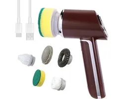 Reinigingsborstel, roterend, spin scrubber met 5 borstelkoppen, 2000 mAh, multifunctionele borstel voor badkamer, keuken, tegels, voegen, autoreparatiereiniger, hoog vermogen