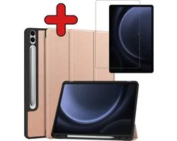 Étui pour Samsung Galaxy Tab S9 FE Plus Cover Book Case Case Trifold Cover avec découpe Convient pour S Pen avec protecteur d'écran - Étui pour Samsung Tab S9 FE Plus Cover Bookcase - Or Goud
