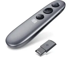 Clicker de présentation sans fil avec minuterie, Spotlight et fonction de chargement USB – Clicker PPT avec fonction de rotation des pages, stockage via clé USB – Télécommande pour présentations, projecteur, PowerPoint et vidéoprojecteur