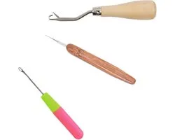 SET 3x Crochet Braids/Latch Hook - Plastique/ Bamboo/Poignée en bois
