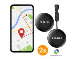 Proride® Tracker Android 2 stuks - Smarttag - GPS Tracker - Android/Google Find My Device - Real-time Locatie Volgsysteem - Sleutelvinder/Keyfinder - Koffer - Bagage - Fiets, Fatbike, Scooter, Auto, Fiets, Kat & Kind - Zwart
