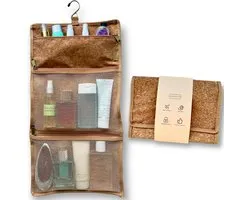 ESSENTIALS73 Toilettas - Travel Etui Organizer - Hangend met Haak - Cosmetica Tas - Toiletartikelen - Kurk - 100% Natuurlijk, Duurzaam en Biologisch Afbreekbaar - Make-up Bag - Camping - Kamperen -Reizen Unisex - Outdoor - Reis zak - Koffer - Camper