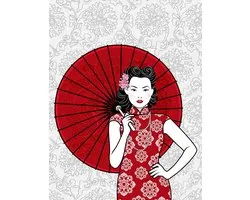 Fotobehang DD118781 A.S. Création Asian Fusion Grijs Rood Vlies 260 x 200 cm (2 Teile) 3D Fotobehang op maat