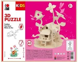 Puzzle 3D Marabu Kids DIY Bois - Maison de fée 23x21cm - set d'artisanat