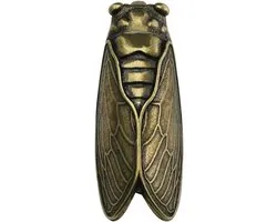 Cicade Beeldje - Insect Sculptuur - Bureau Decoratie - Handgemaakt Messing - 34x13mm - Brons