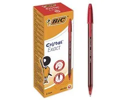 BIC Cristal Exact Ballpoint Pen, Fine Tip (0.7mm), Red, Box of 20 Pieces