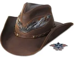 Western lederen hoed Stars&Stripes OUTBACK M