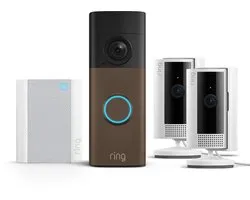 Ring Battery Video Doorbell 2K avec Chime et pack de 2 caméras d'intérieur sur batterie - Pack