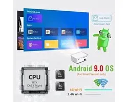 Byintek - K45 - Beamer - Projector Beamer - Mini Meamer - 4k - Full HD 1080P - 1920x1080dpi - Automatische focus - met WiFi - 950ANSI Lumens - Wit