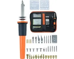Nuvance Houtbrander Set - Pyrografie voor Hobby - Soldeerbout - incl. 35 Opzetstukken & 2 Oefen Sjablonen - Soldeerset - Soldeer