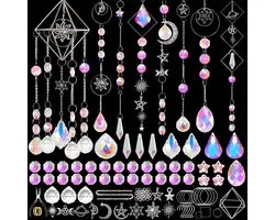 Allecta - Ensemble DIY de Attrape-Soleil en Cristal avec 330 pièces - Art et Artisanat - Attrape-Soleil pour Fenêtres - Pendentifs Soleil Étoile Lune - Créateur d'Arc-en-ciel - Prisme Goutte Auto Jardin