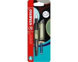STABILO Flow - Stylo Plume - Monochrome - Kaki + 1 Cartouche d'Encre