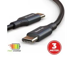 Câble ProFPS USB-C vers USB-C 3 mètres adapté pour PlayStation VR2 - Chargeur rapide USB 3.2 GEN 2 - Câble de charge 240W 5A pour PS5 - Câble de charge 20Gbps