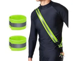 Reflecterende armband - Hardloop Sport Armband - 1 reflecterende band met 2 reflecterende armbanden - voor hardlopen en wa - Reflecterende band voor wandelen in de nacht - Running Safety - Lichtgevende Trail Running Light
