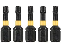 DeWALT T20 25mm Impact Torsion schroefbits (5 stuks) - Extreme - DT7381T
