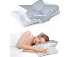 Maqi Living® Oreiller Memory Foam pour Douleurs Cervicales Dreamora – Orthopédique & Ergonomique kussen - Convient aux dormeurs sur le dos, le côté et le ventre - Mousse à mémoire de forme - Grijs
