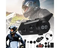 Y8X Motor Intercom Mesh-systeem – 8 Rijders, 1500 m Bereik, Cross-brand Compatibel, Bluetooth 5.1/5.4 – 25 uur Muziek, 15 uur Intercom, IPX6 Waterdicht – Met 2 Microfoons (Helm-headset)